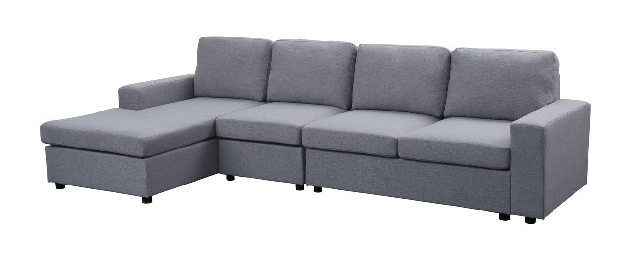 Dunlin - Linen Reversible Modular Sectional Sofa Chaise - Light Gray