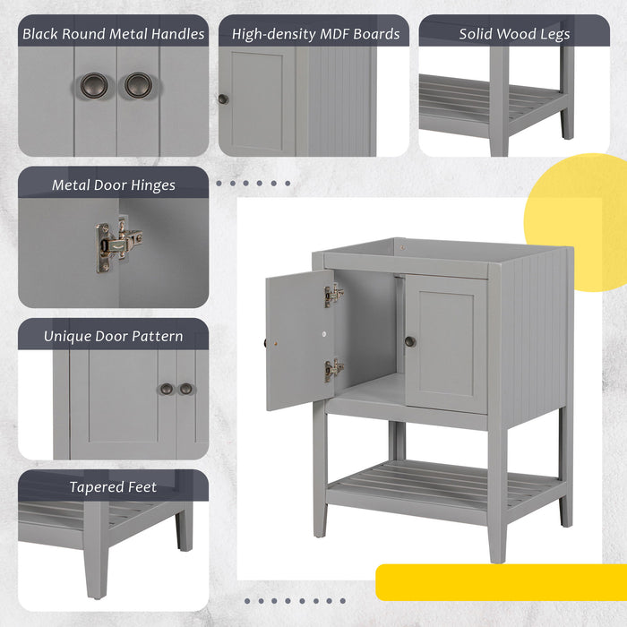 Bathroom Vanity Base Only, Soild Wood Frame, Bathroom Storage Cabinet With Doors And Open Shelf