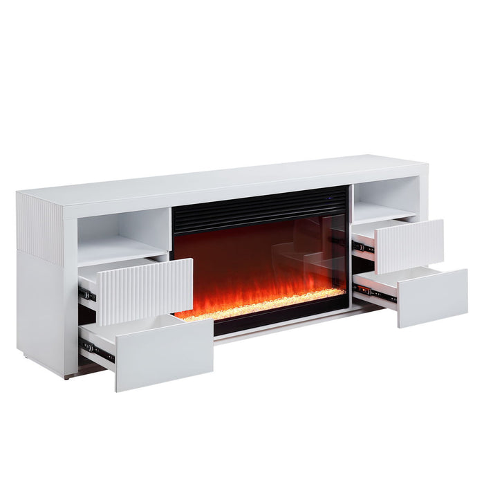 Walden - TV Stand With Fireplace And Speaker - White