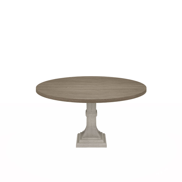 Tannen - Round Dining Table - White And Gray