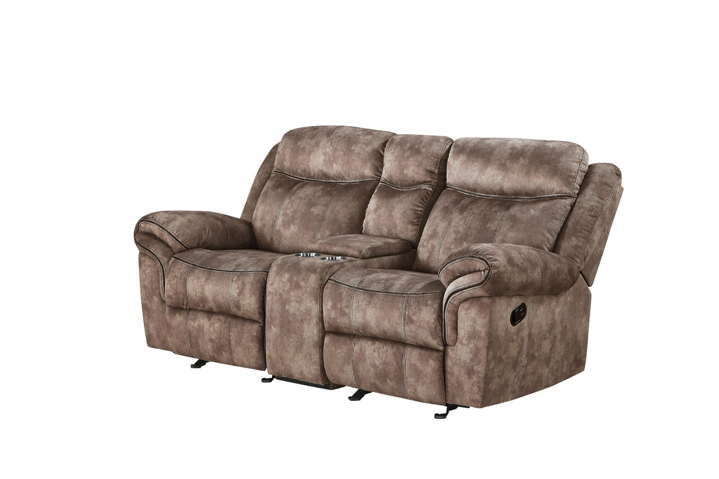 Zubaida - Two Tone Velvet Recliner Loveseat With USB Port Console