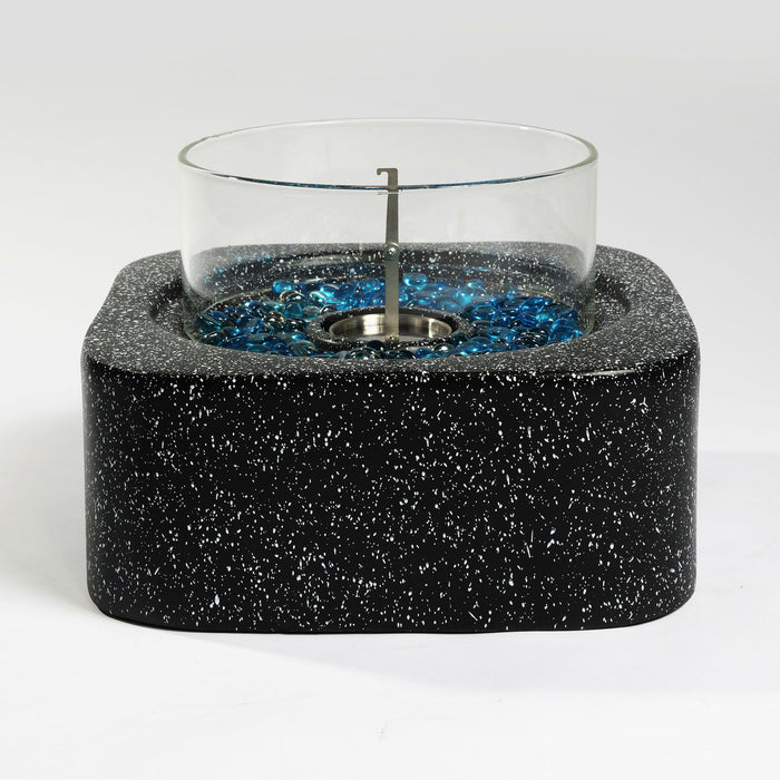 Tabletop Fire Pit With Glass Wind Guard - Black