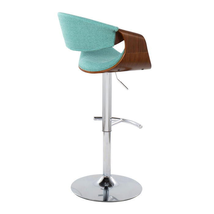 Curvo - Mid Century Modern Adjustable Barstool With Swivel With Rounded T Footrest (Set of 2)