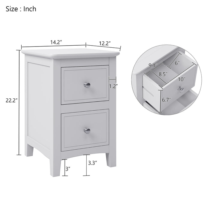 Modern Nightstand, Bed Side Table With 2 Drawers For Bedroom