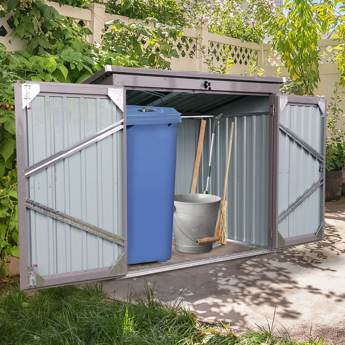 Garbage Bin Shed Stores 2 Trash Cans Metal Outdoor Bin Shed For Garbage Storage