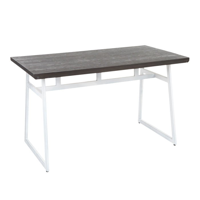 Geo - Industrial Dining Table - Vintage White / Espresso