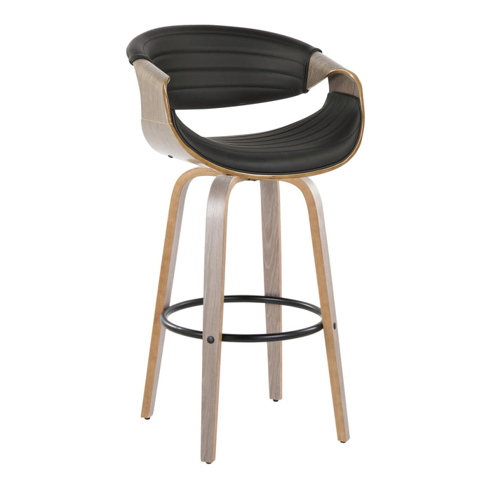 Symphony - Mid-Century Modern Fixed Height Barstool With Swivel With Round Footrest (Set of 2)