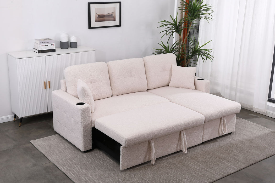Lambswool - Pull Out Sleeper Sectional Sofa With Storage Chaise