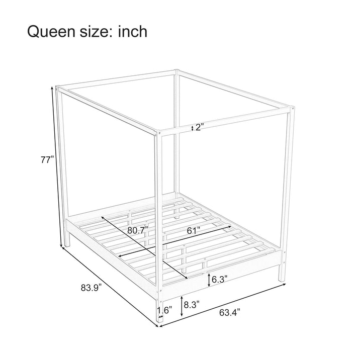 Canopy Bed Frame 4 Poster Platform Bed With Slats Support, No Box Spring Needed