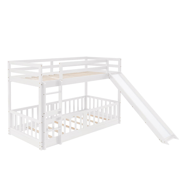 Twin Over Twin Bunk Be, Slide And Ladder - White