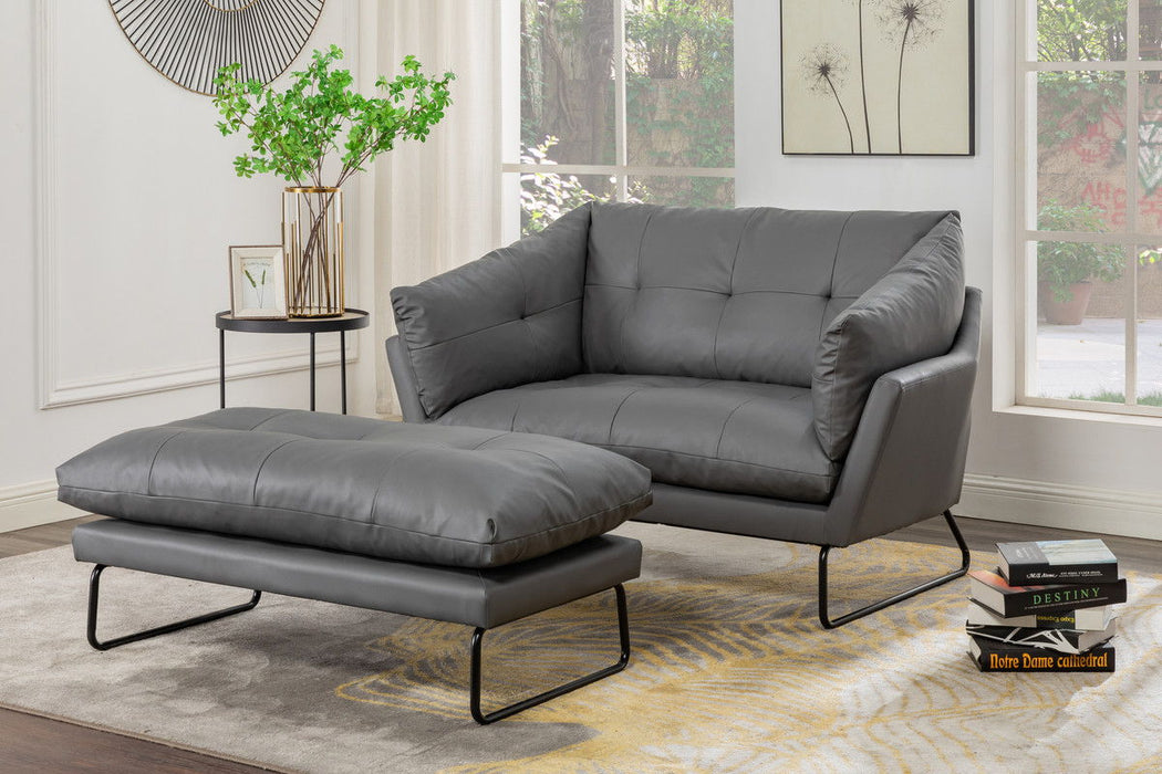 Karla - PU Leather Contemporary Loveseat And Ottoman