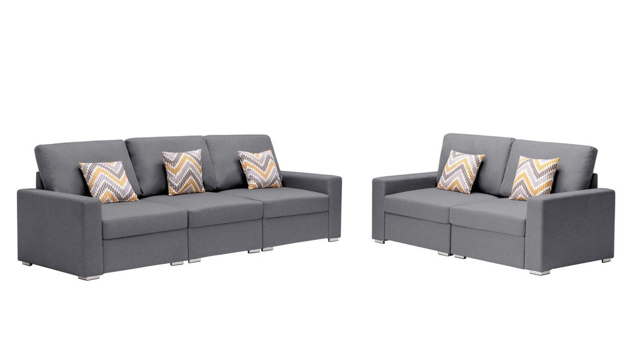 Nolan - Linen Fabric Sofa And Loveseat Living Room With Pillows And Interchangeable Legs