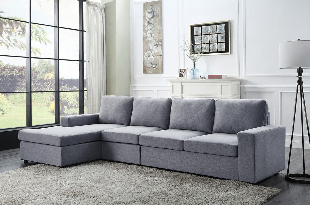 Dunlin - Linen Reversible Modular Sectional Sofa Chaise - Light Gray