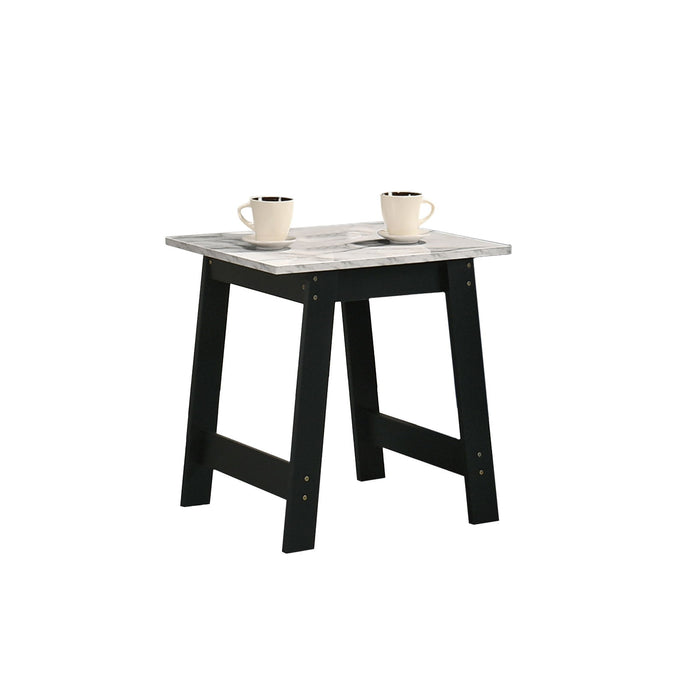 Kenzo - 19" End Table With Faux Marble Top Finish - Black