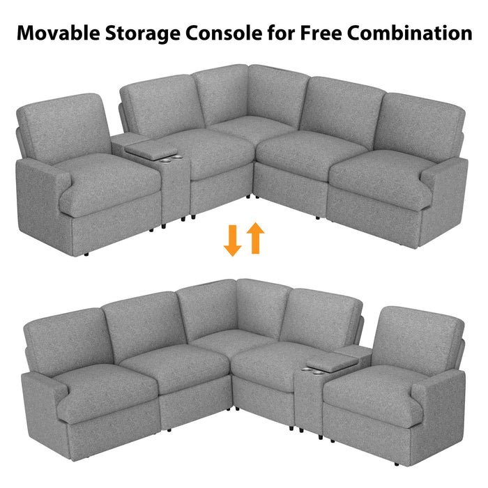 Power Recliner Corner Sofa Home Theater Reclining Sofa Sectional Couches With Storage Box, Cup Holders, USB Ports And Power Socket For Living Room