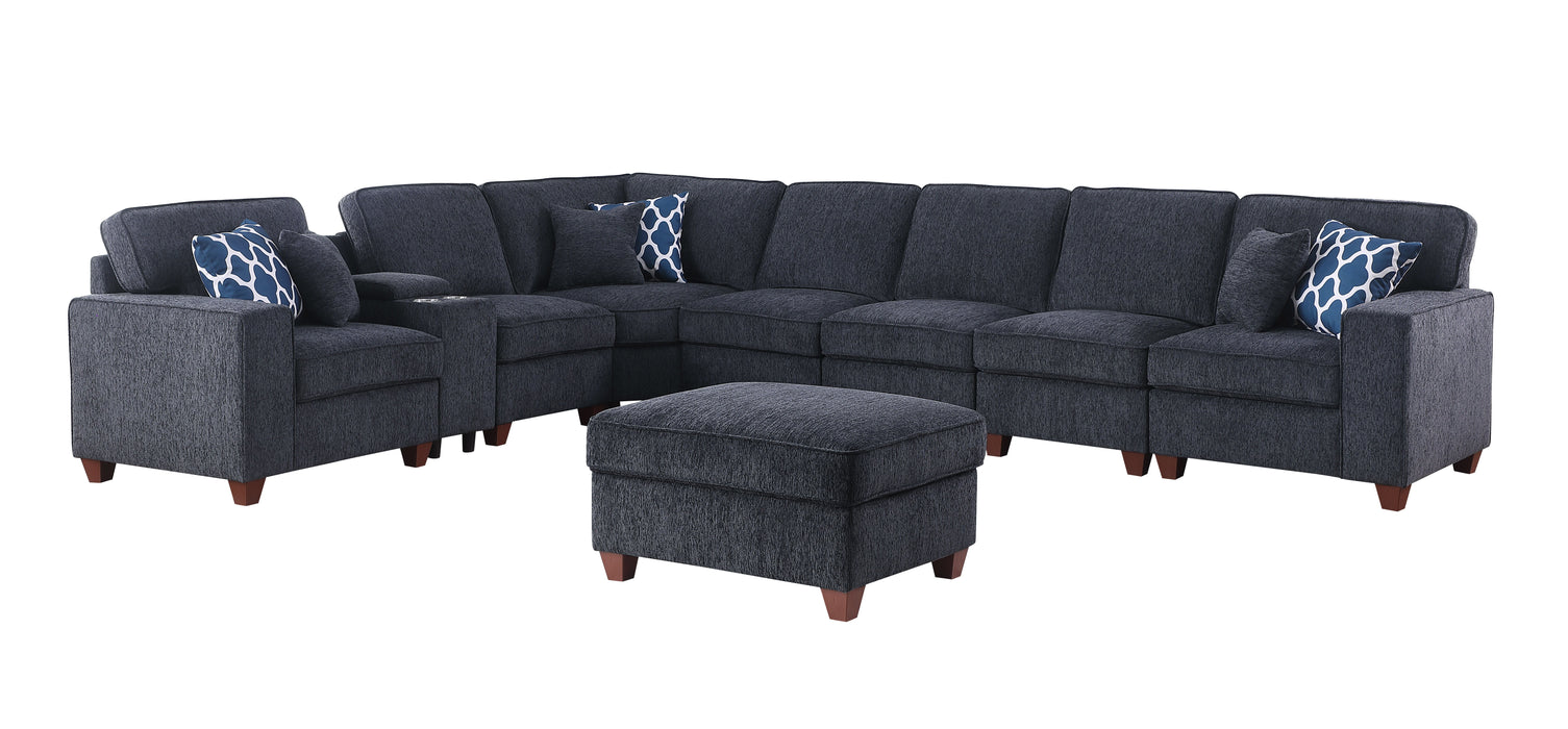 Lily - Sectional Sofa With Ottoman - Black