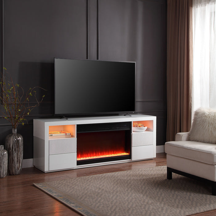 Walden - TV Stand With Fireplace And Speaker - White