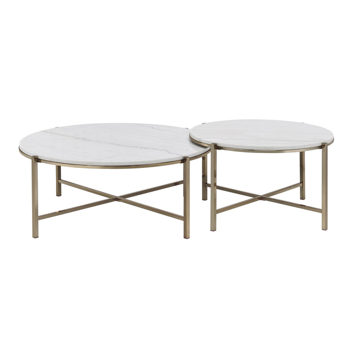 Zaidee - Marble Top Nickel Nesting Table Set - White