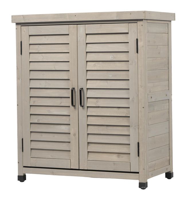 Potting Bench With Storage Cabinet And Metal Table Top For Outdoor
