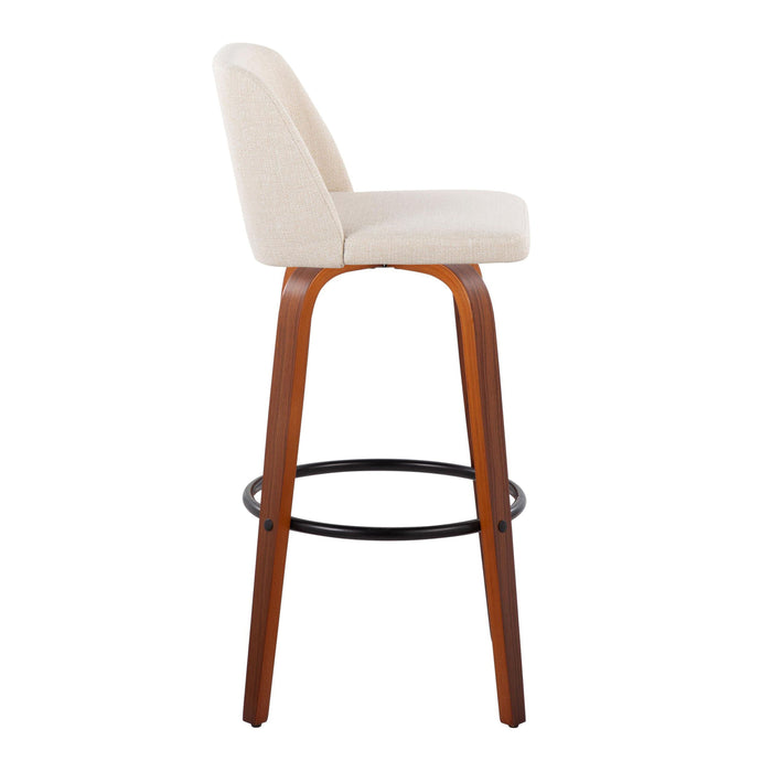 Toriano - Mid Century Modern Fixed Height Barstool Swivel And Round Footrest (Set of 2)