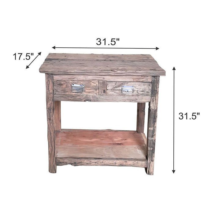 Rustic 2 Drawer Kitchen Island - Wood