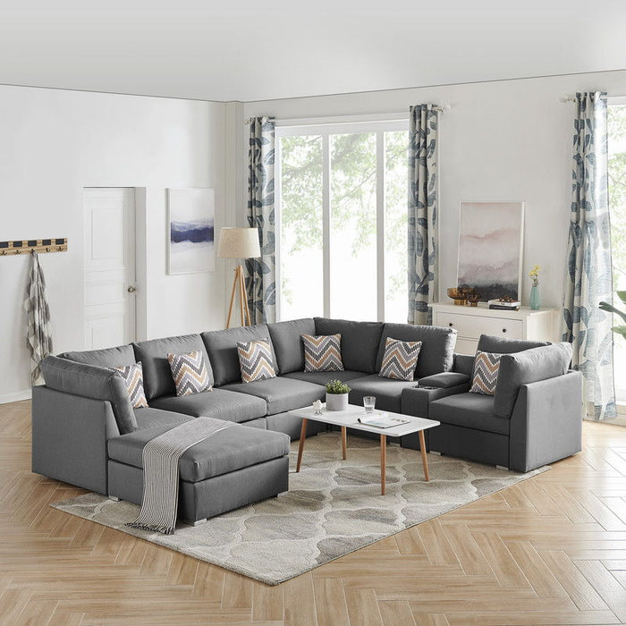 Amira - Reversible Modular Sectional Sofa With USB Console And Ottoman