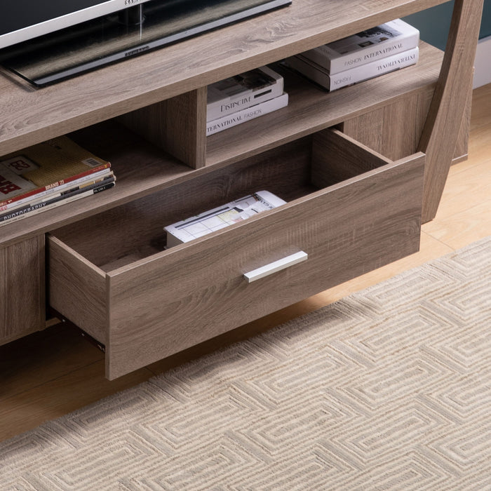 Contemporary TV Stand With Four Shelves And One Drawer