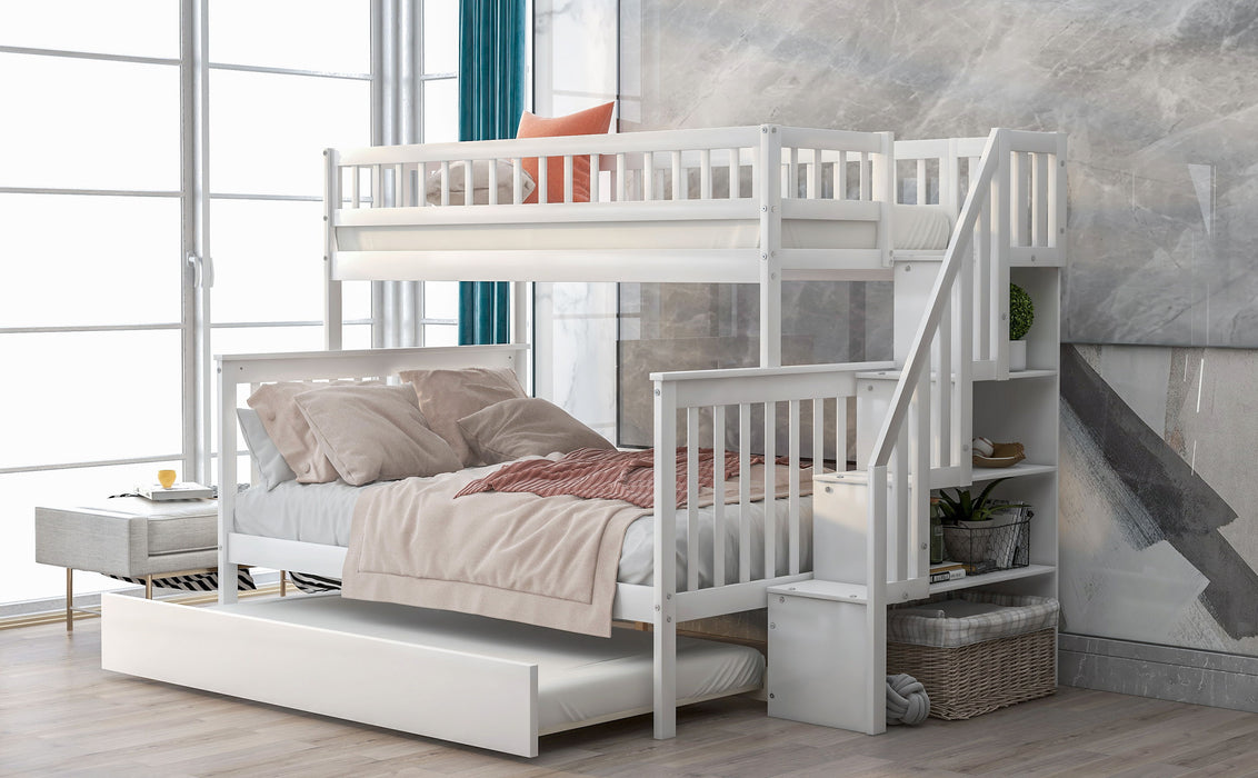 Kids Furniture - Bunk Bed With Trundle And Staircase