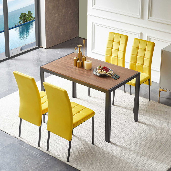 5 Piece Dining Set Including Velvet High Back Nordic Dining Chair & Creative Design Dining Table