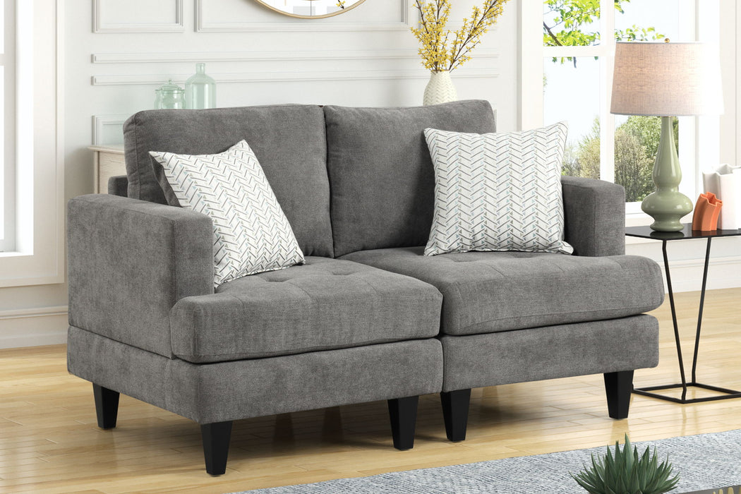 Callaway - Chenille Loveseat With Throw Pillows - Gray