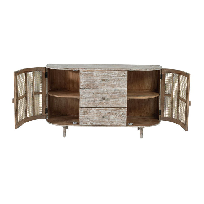 TV Console With Cane Doors - Multicolor