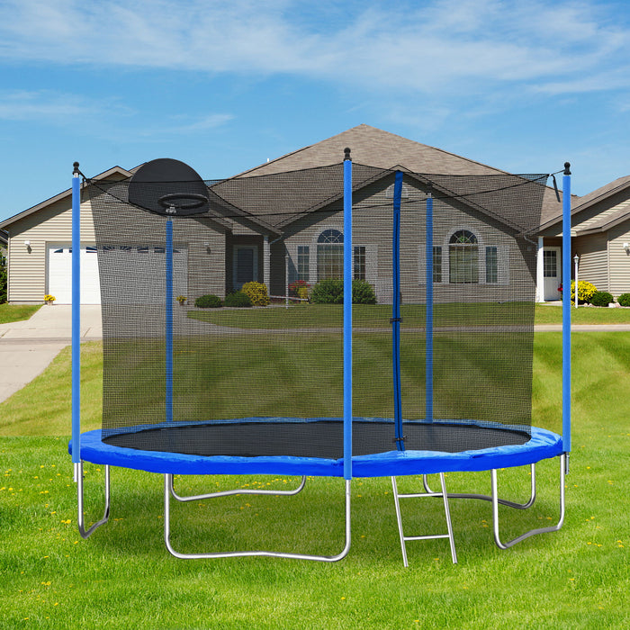 12 Foot Trampoline With Board - Blue