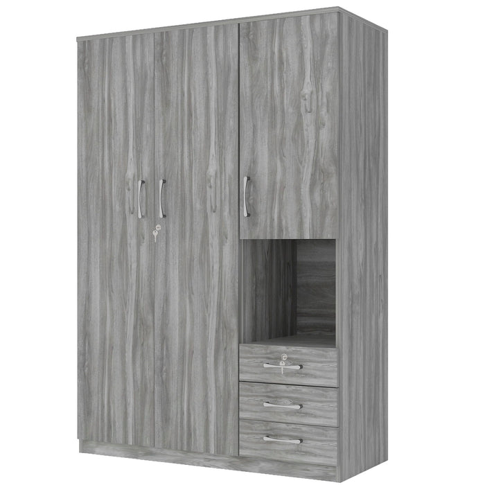 2 Doors Wardrobe Storage For Bedroom With Shelves And 3 Drawers
