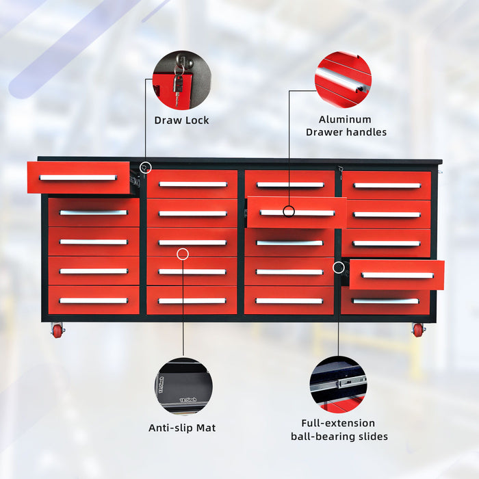 Garage Storage Cabinets With Workbench (20 Drawers)