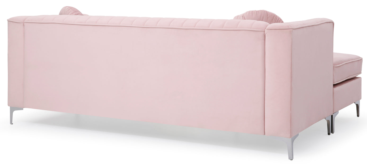 Glory Furniture Delray Sofa Chaise (3 Boxes), Pink