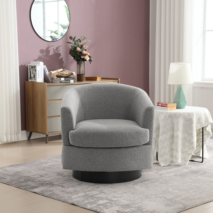 Boucle Upholstered Swivel Cuddle Accent Round Barrel Chair Modern Single Sofa, 360 Degree Circle Club Armchair For Nursery Bedroom Living Room Coffe Bar Lounge Hotel