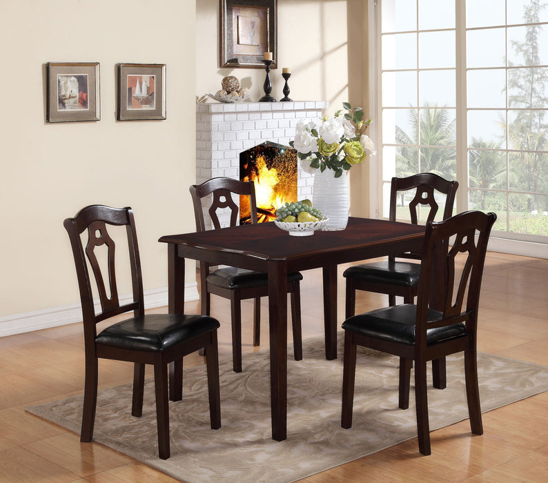 Bell - 5 Piece Dining Room Set (4 Chairs) - Dark Brown