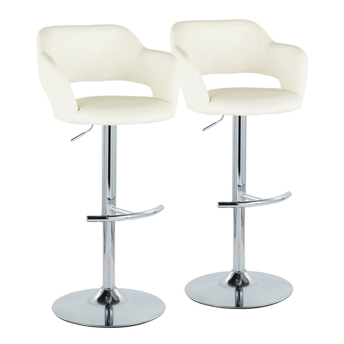 Margarite - Contemporary Ajustable Barstool With Swivel With Rounded T Footrest (Set of 2)