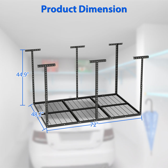 Overhead Garage Storage Rack, Adjustable Garage Storage Organization Systerm, Heavy Duty Metal Garage Ceiling Storage Racks, 560Lbs Weight Capacity