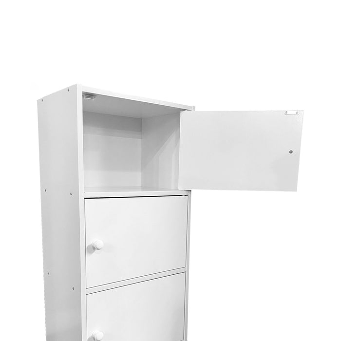 3 Door Storage Utility Cabinet Entryway Living Room Garage Hallway Bathroom Knob Handle - White