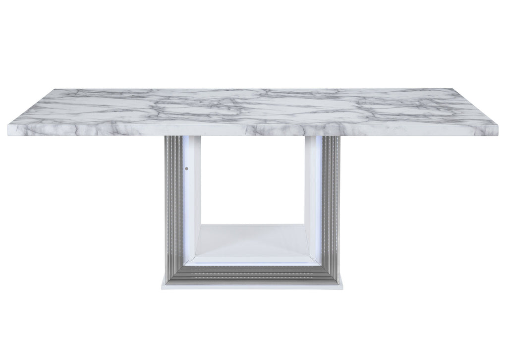 Ylime - Marble Dining Table & Four Dining Chairs - Dark Gray / White