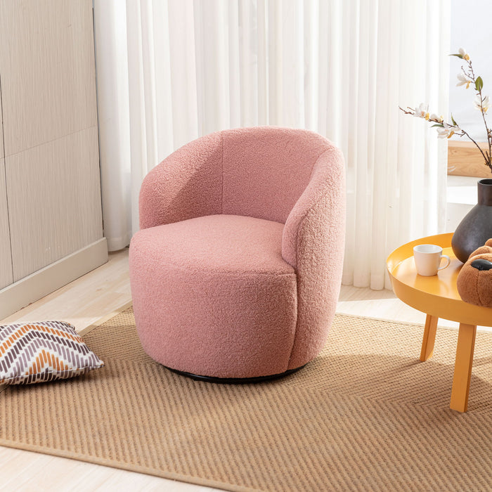 Teddy Fabric Swivel Accent Armchair Barrel Chair With Powder Coating Metal Ring