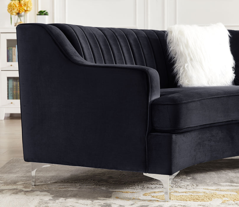 Black Velvet Curved Sofa