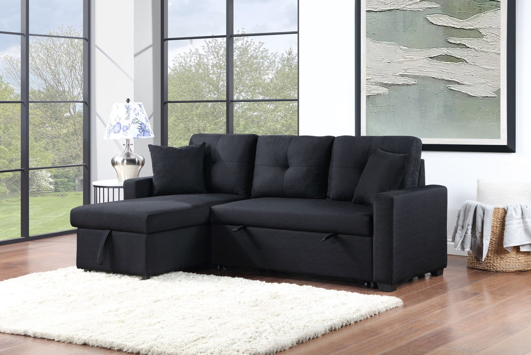 Francine - Linen Reversible Sleeper Sectional Sofa With Storage Chaise