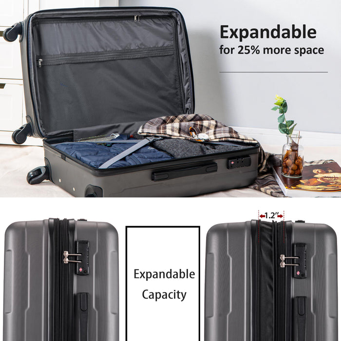 Expanable Spinner Wheel 2 Piece Luggage Set ABS Lightweight Suitcase With Tsa Lock 20" / 24"