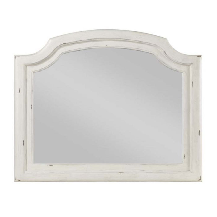 Jaqueline - Mirror - Light Gray Linen & Antique White Finish