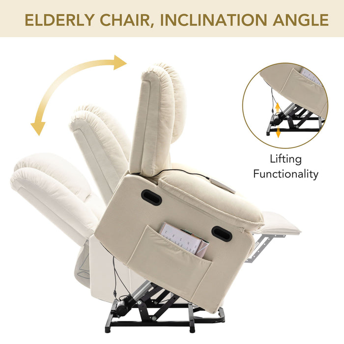 Massage Recliner, Power Lift Chair For Elderly With Adjustable Massage And Heating Function, Recliner Chair With Infinite Position And Side Pocket For Living Room