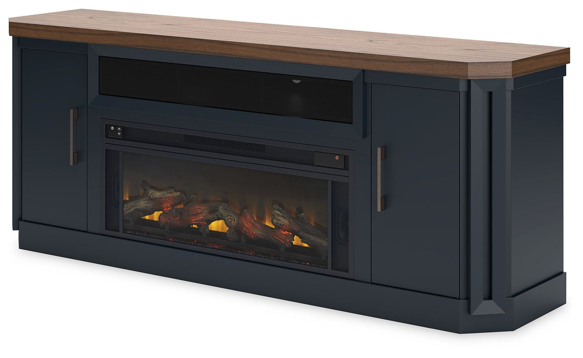 Landocken - Bicolor - Mueble TV 83" Con Chimenea Eléctrica