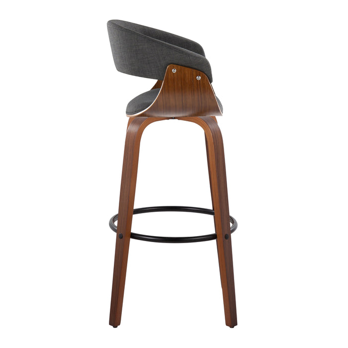 Vintage Mod - Mid Century Modern Fixed Height Barstool With Swivel & Round Footrest (Set of 2)