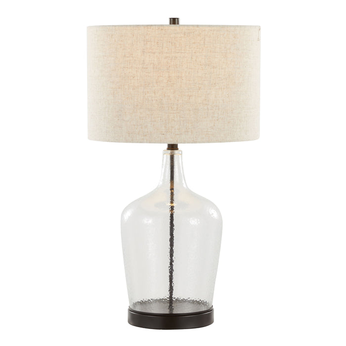 Botella - Contemporary Table Lamp Built In USB Port (Set of 2) - Clear / Oil Bronze / Natural